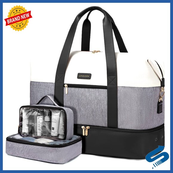 Handbags - Large Travel Duffel Bag with Packing Cubes Shoe Compartment Weekender Carry On